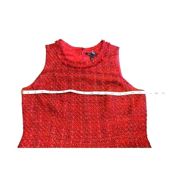 Lands End Dress Womens 8 Red Tweed Sleeveless Silver Threads Lined Pockets - Picture 4 of 6